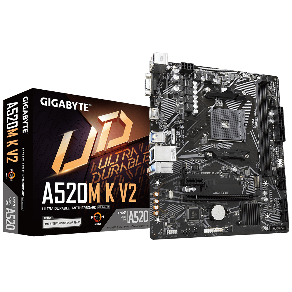 Gigabyte A520M-K-V2 AM4 DDR4 SES GLAN HDMI/VGA SATA3 USB3.2 mATX