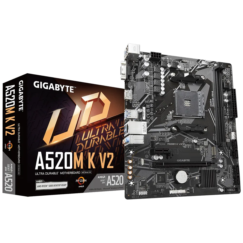 Gigabyte A520M-K-V2 AM4 DDR4 SES GLAN HDMI/VGA SATA3 USB3.2 mATX