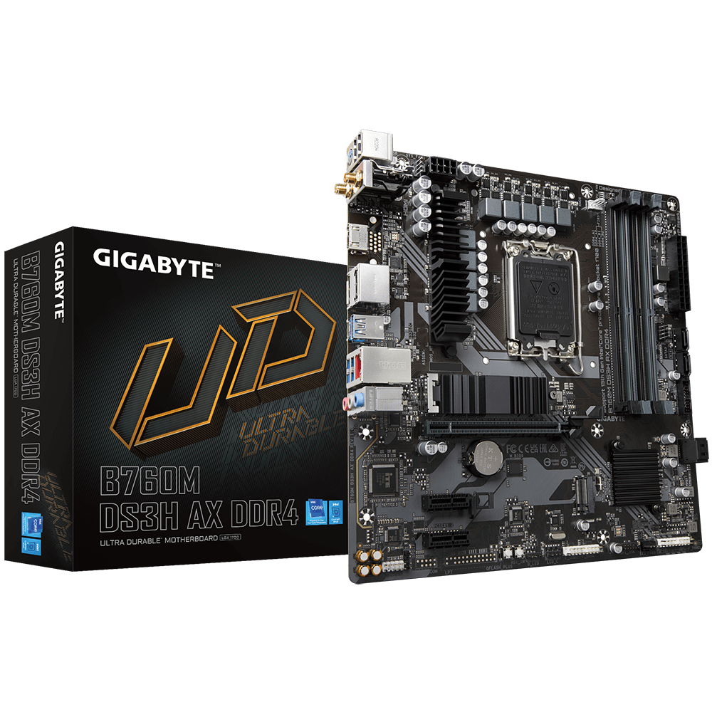 Gigabyte B760M-DS3H-AX-DDR4 1700P DDR4 Ses Glan 2xDP/HDMI Sata3 USB3.2 Matx