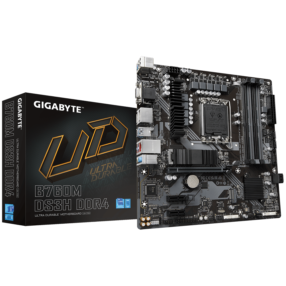 Gigabyte B760M DS3H DDR4 1700P DDR4 Ses Glan DP/HDMI SATA3 USB3.2 mATX
