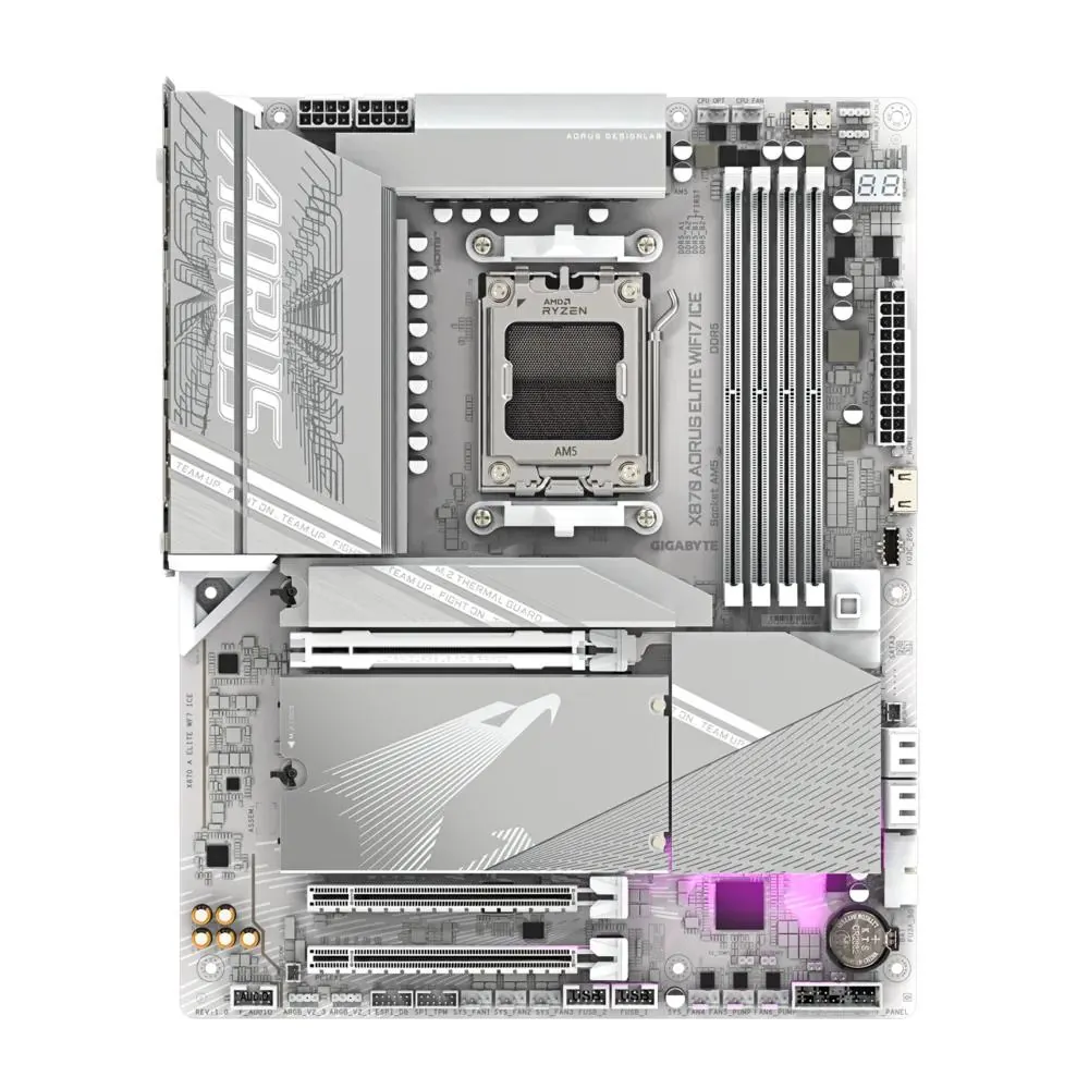 Gigabyte X870-Aorus-Elite-Wifi7-Ice AM5 DDR5 Ses Glan Hdmi/Usb4 Sata3 Usb3.2 Atx