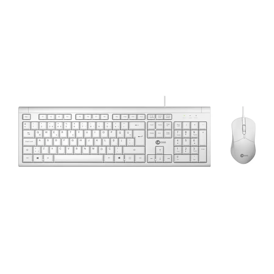 Leboo CM101 USB Kablolu Klavye Mouse Set Beyaz