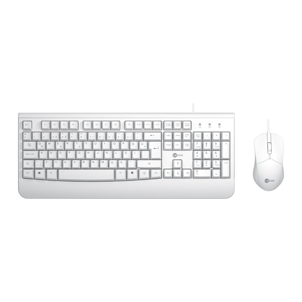 Leboo CM105 USB Kablolu Klavye Mouse Set Beyaz