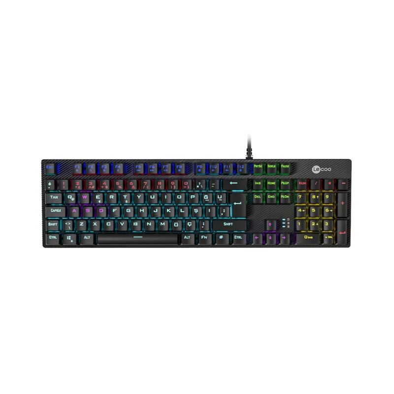 Lecoo KG1101 USB Kablolu Makro Tuşlu RGB Türkçe Q Mekanik Gaming Klavye Siyah