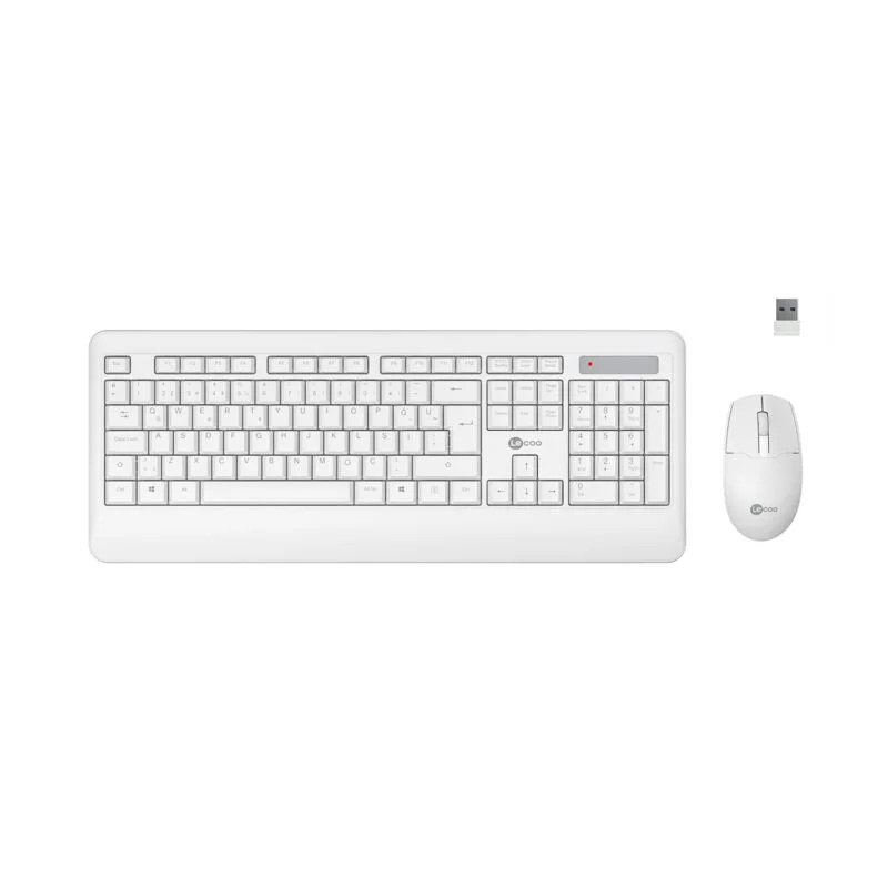Lecoo KW202 USB Kablosuz Klavye Mouse Set Beyaz