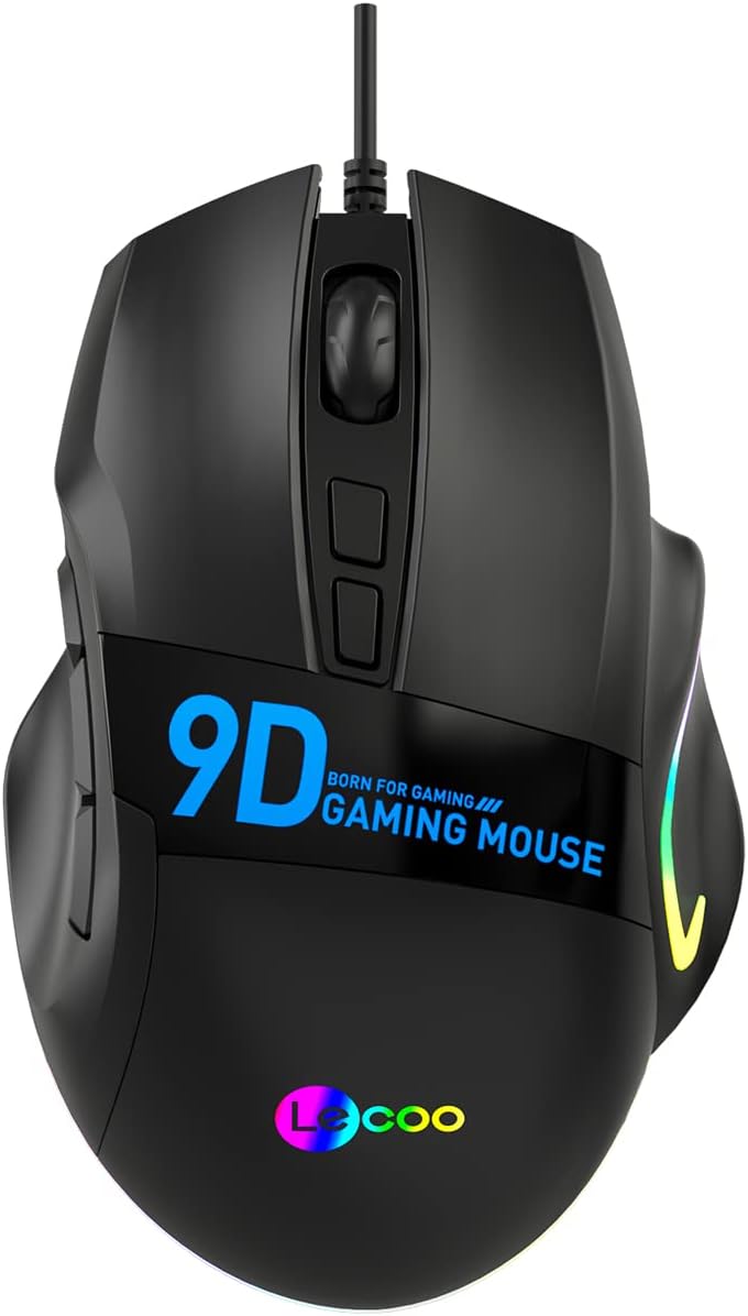 Lecoo MS130 Kablolu RGB Makro Tuşlu Optik Gaming Mouse Siyah