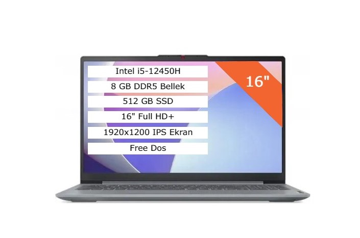 Lenovo Ideapad Slim 3 83ES0033TR i5-12450H 8GB 512GB SSD 16" DOS