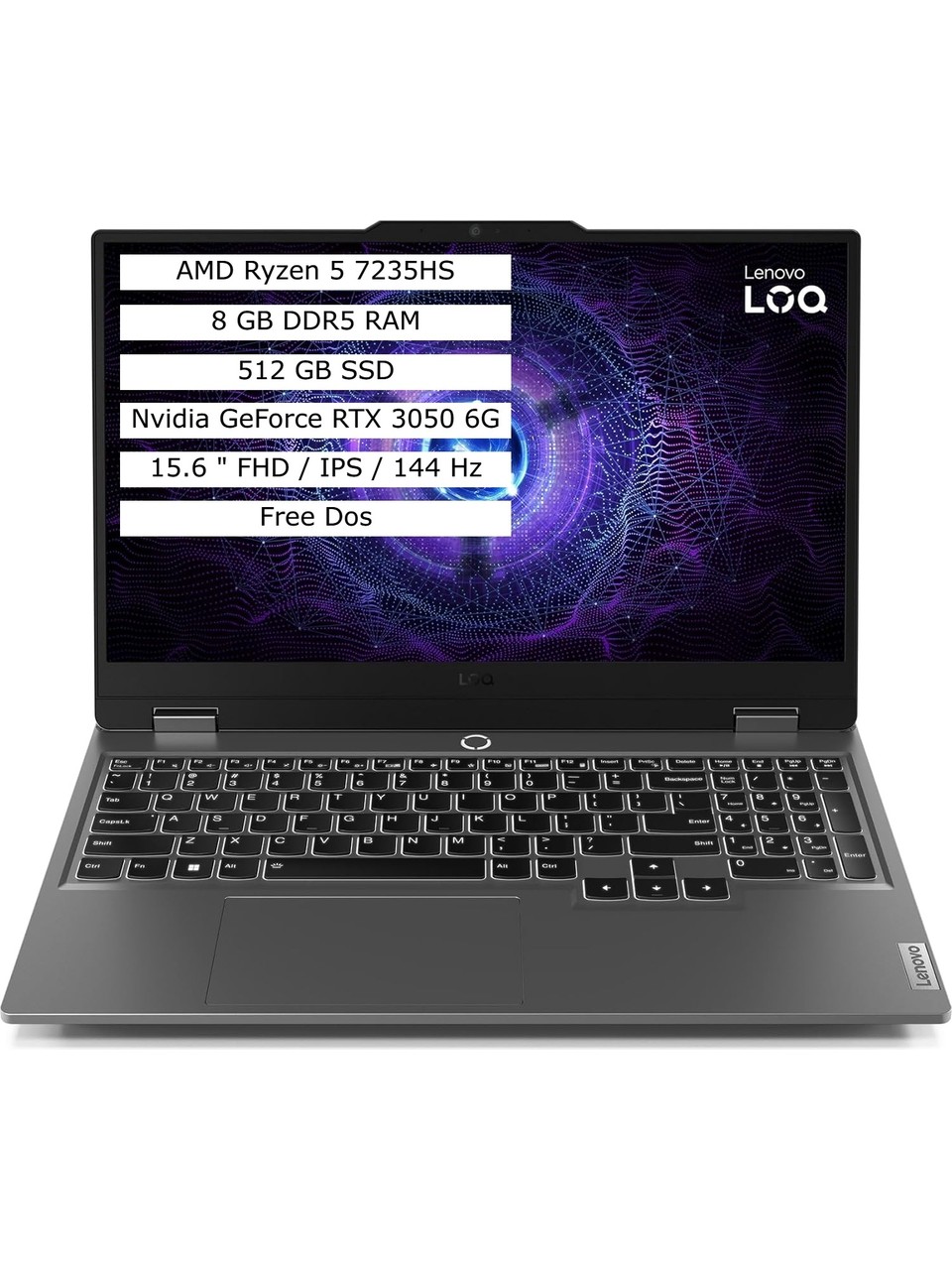 Lenovo Loq 15ARP9 83JC000PTR R5-7235HS 8GB 512GB SSD 6GB RTX3050 15.6" DOS