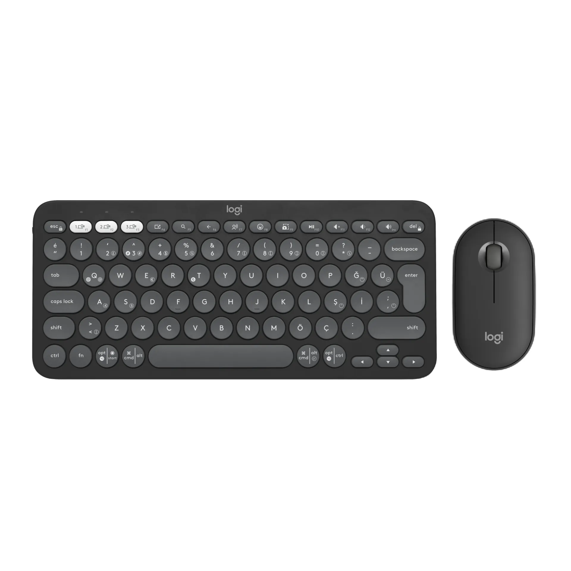 Logitech Pebble Kablosuz Q Klavye Mouse Set Grafit (920-012245)