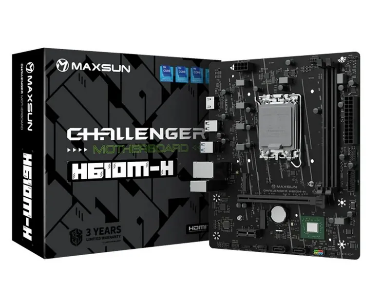 Maxsun Challenger H610M-H 1700P DDR4 Ses GLAN HDMI SATA3 USB3.2 mATX
