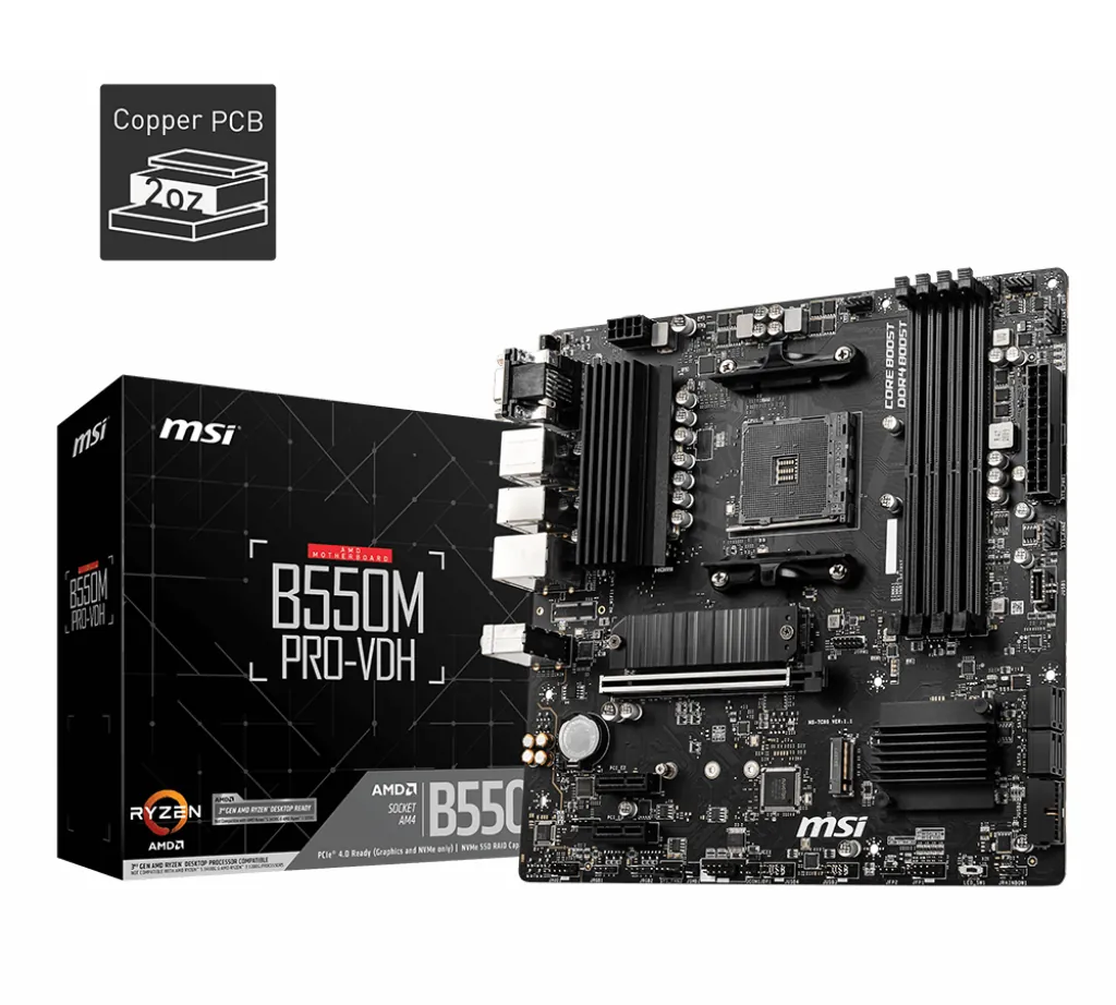 Msi B550m Pro-Vdh Am4 Ddr4 Ses Glan Dp/Hdmi/Vga Sata3 Usb3.2 Matx