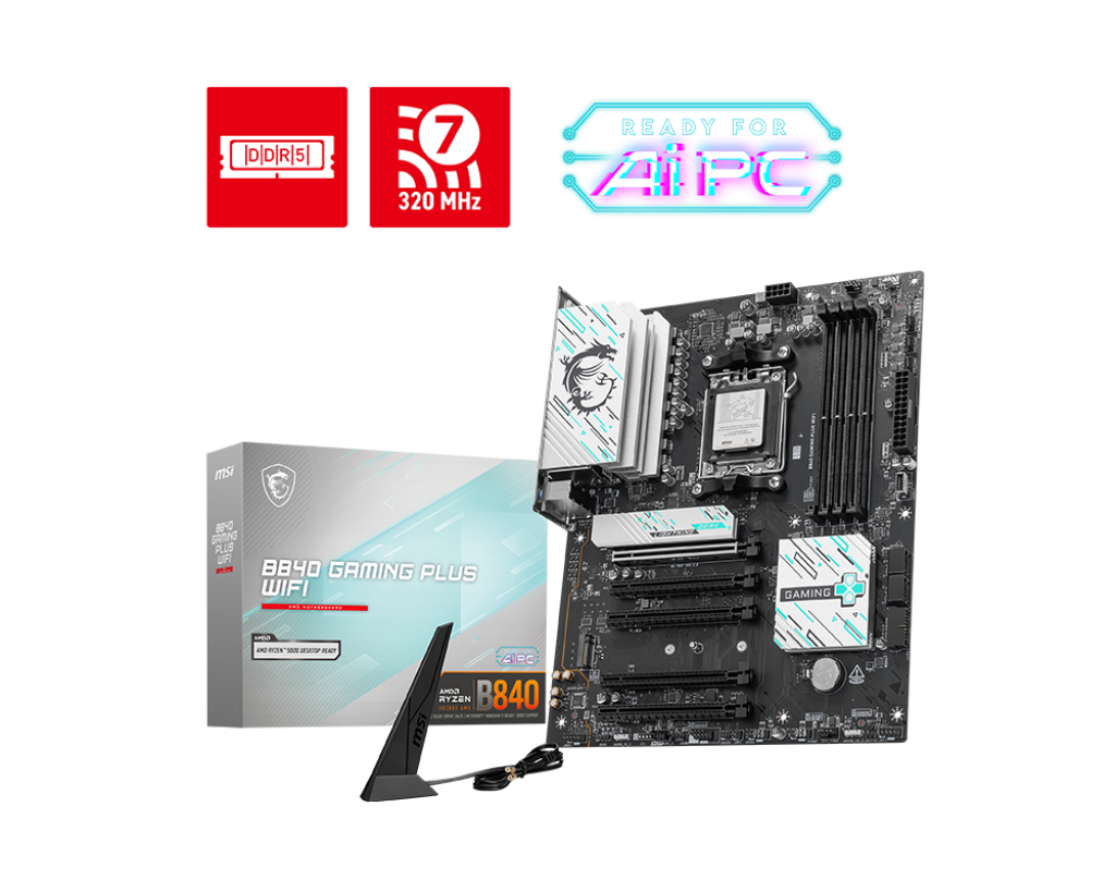 MSI Gaming B840 Gaming Plus WiFi AM5 DDR5 Ses 2.5Glan HDMI 2xM.2+4xSATA6G ATX