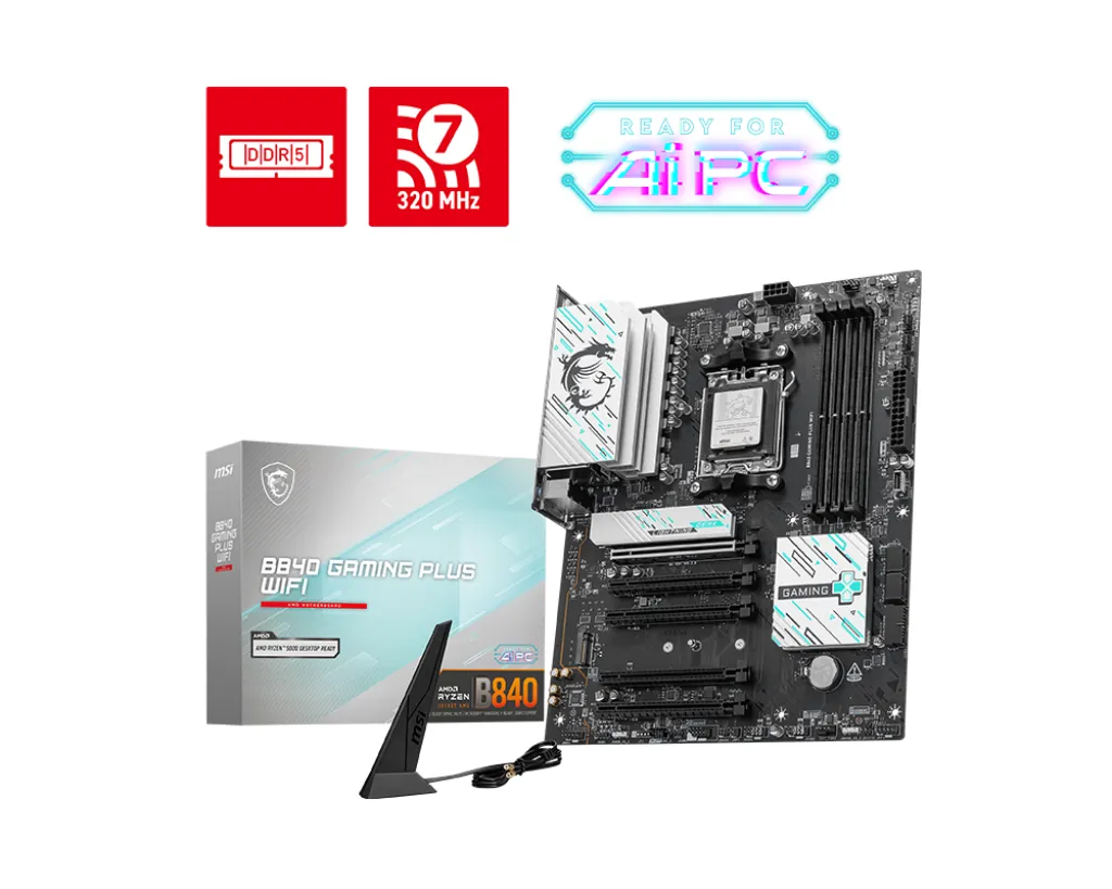 MSI Gaming B840 Gaming Plus WiFi AM5 DDR5 Ses 2.5Glan HDMI 2xM.2+4xSATA6G ATX