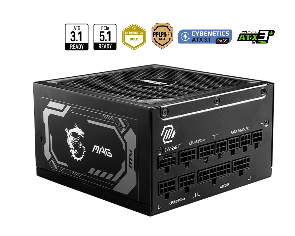 MSI Mag A1250GL 1250W 80+Gold 135mm Fan Güç Kaynağı (Mag A1250GL PCIe5)