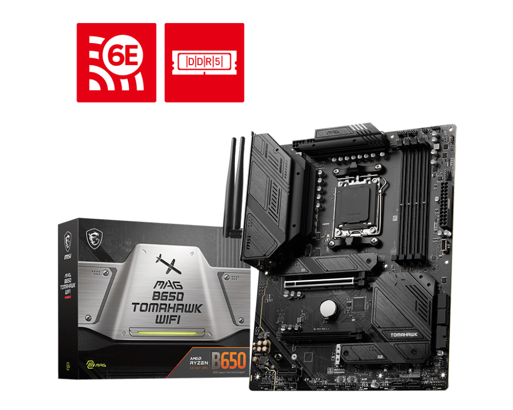 MSI Mag B650 Tomahawk WiFi AM5 DDR5 Ses GLAN DP/HDMI SATA3 USB3.2 ATX