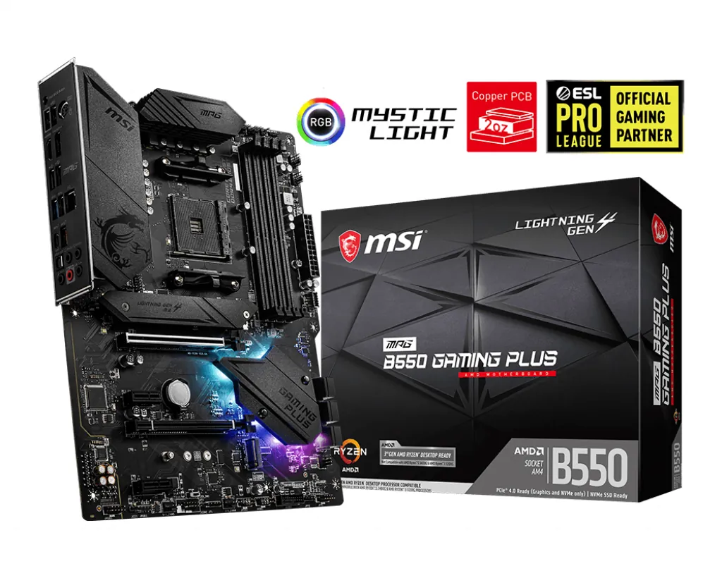 MSI Mpg B550 Gaming Plus AM4 DDR4 Ses Glan Dp/Hdmi Sata3 Usb3.2 Atx