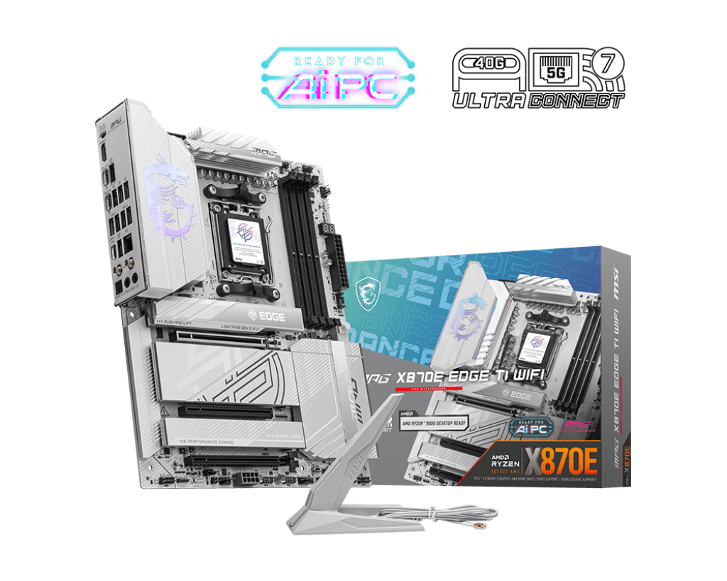 MSI Mpg X870e Edge Ti Wifi Am5 Ddr5 Ses Glan Hdmi/Type-C Sata3 Usb3.2 Atx