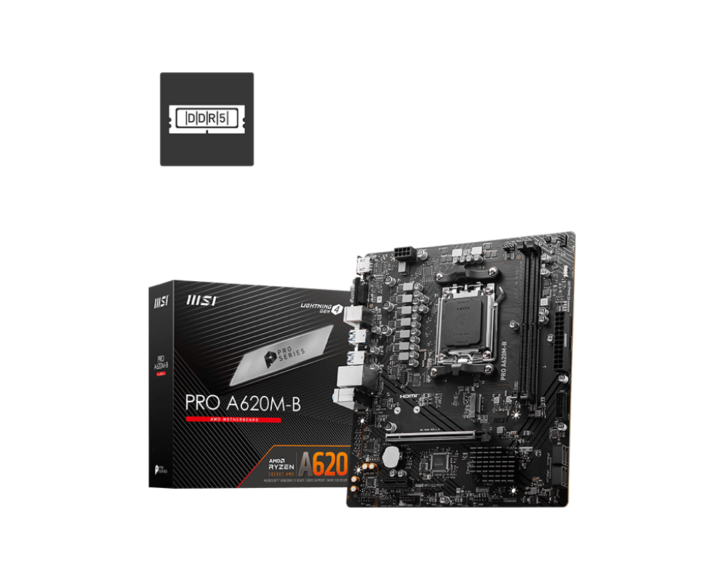 MSI Pro A620M-B AM5 DDR5 SES GLAN HDMI/VGA SATA3 USB3.2 mATX