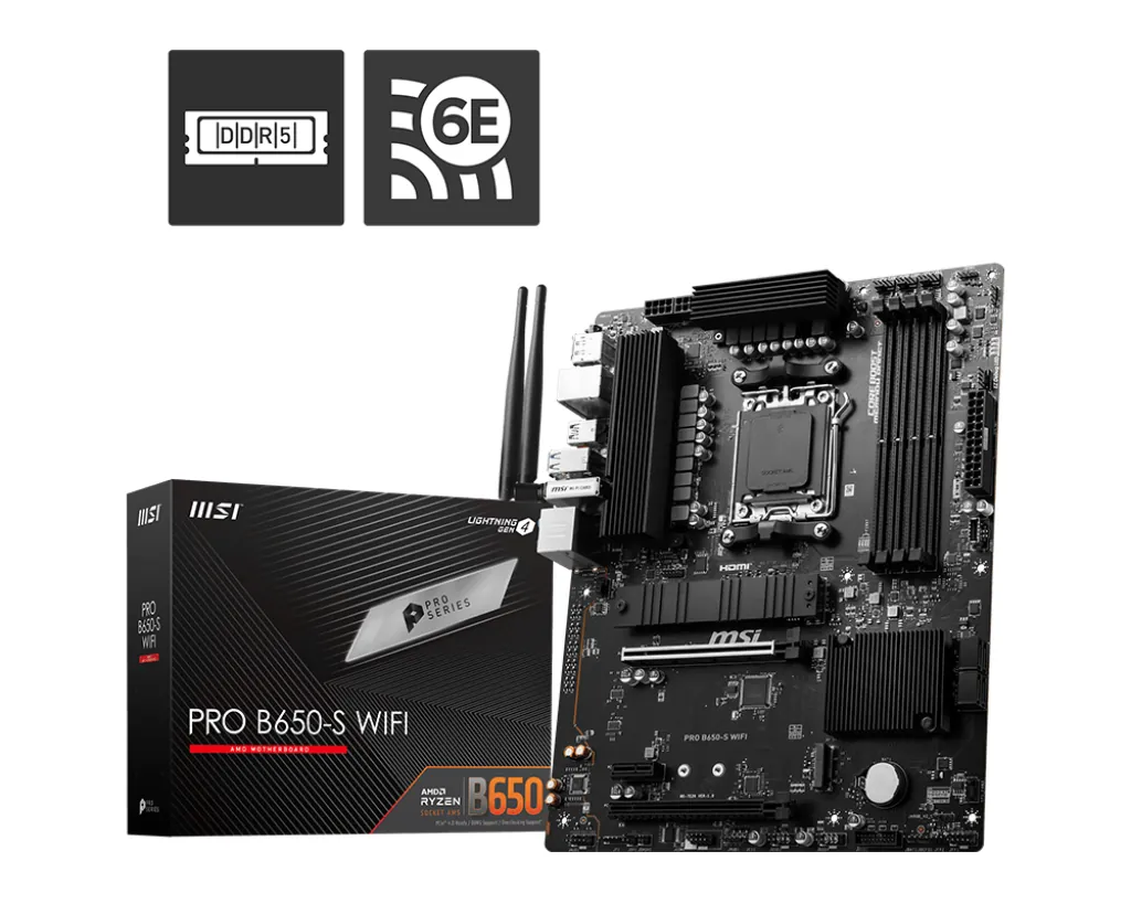 Msi Pro B650-S Wifi Am5 Ddr5 Ses Glan Dp/Hdmi Sata3 Usb3.2 Atx