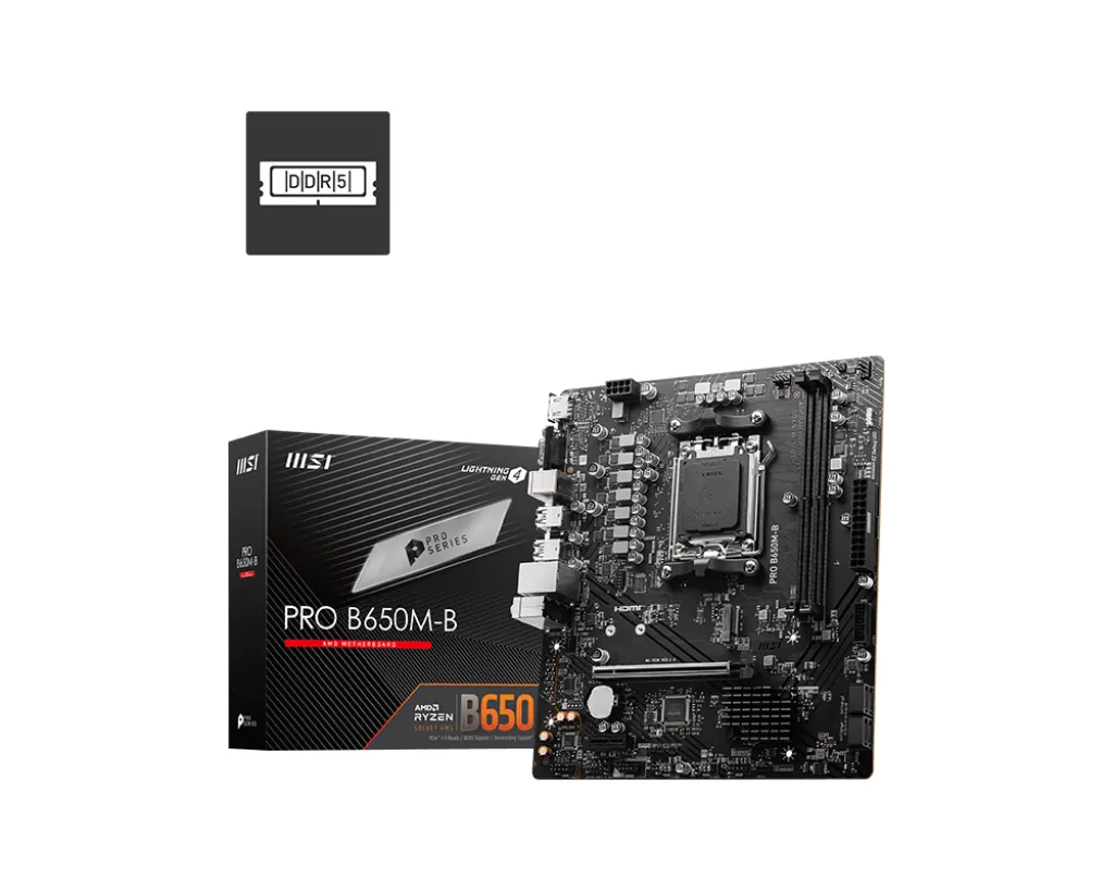 MSI Pro B650M-B AM5 DDR5 Ses GLAN HDMI/VGA SATA3 USB3.2 mATX