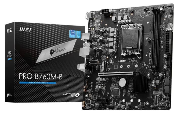 MSI Pro B760M-B 1700P DDR4 Ses GLAN HDMI SATA3 USB3.2 mATX