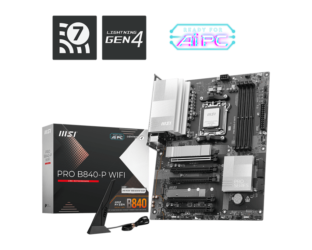 MSI Pro B840-P WiFi AM5 DDR5 Ses 2.5GLAN HDMI 2xM.2+4xSATA6G ATX