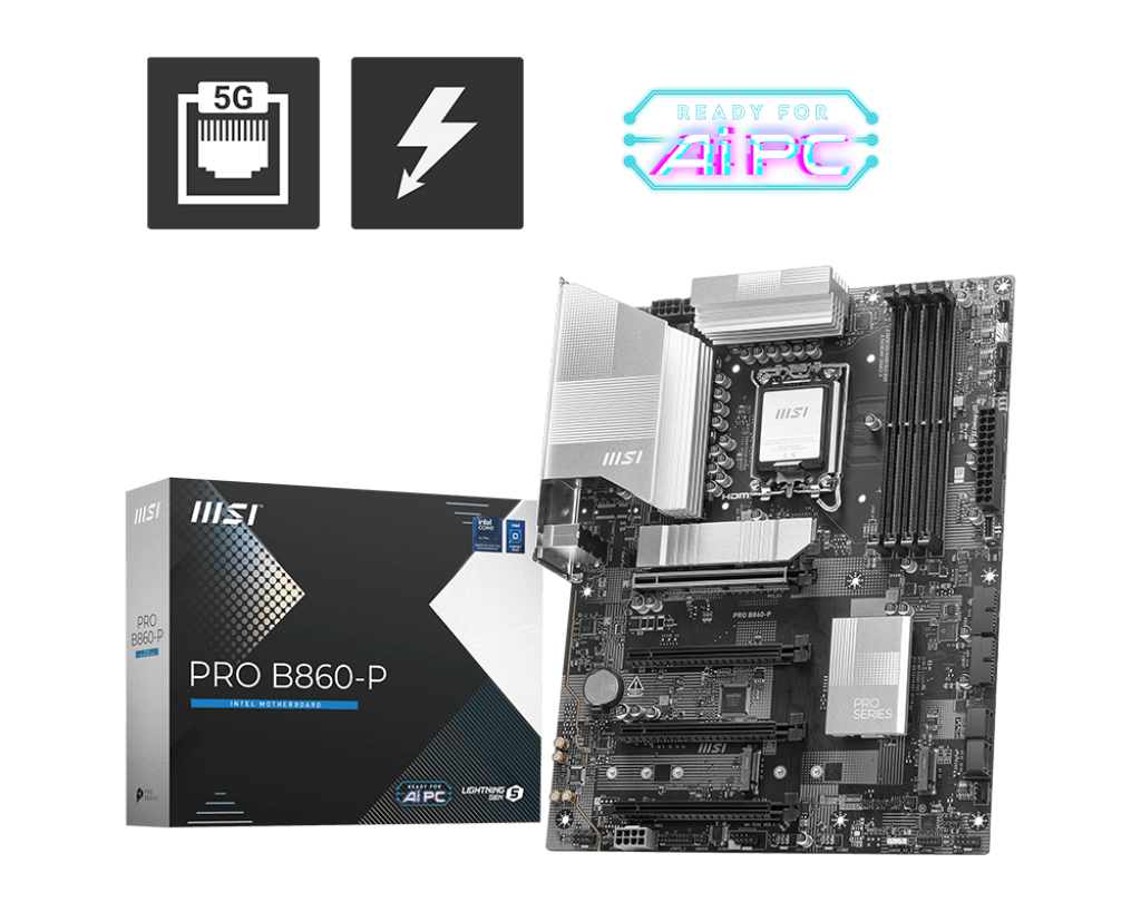 Msi Pro B860-P 1851P Ddr5 Ses Glan Dp/Hdmi/Type-C Sata3 Usb3.2 Atx