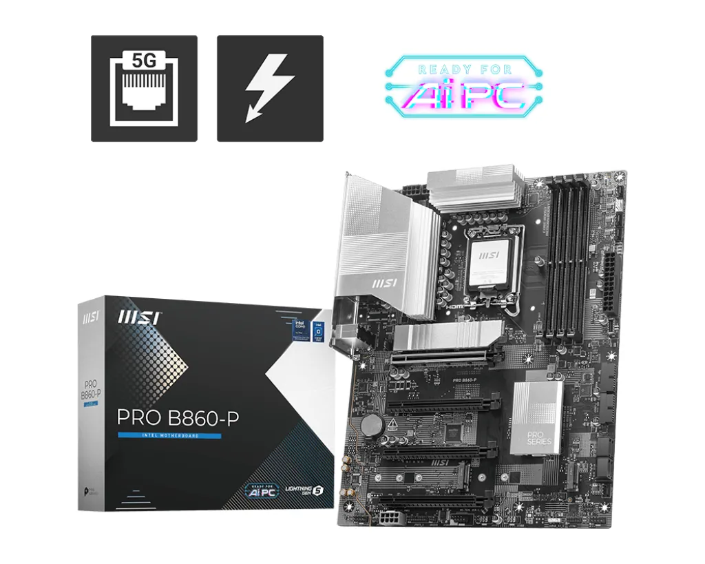 Msi Pro B860-P 1851P Ddr5 Ses Glan Dp/Hdmi/Type-C Sata3 Usb3.2 Atx