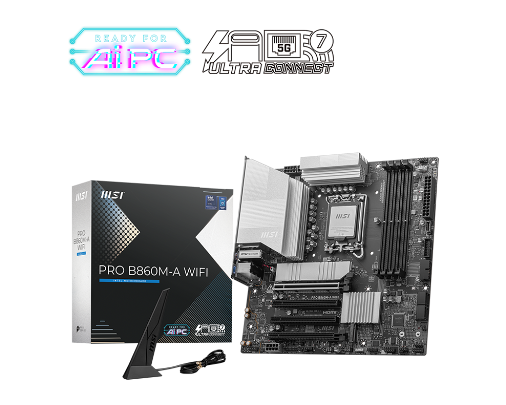 Msi Pro B860m-A Wifi 1851p Ddr5 Ses Glan Dp/Hdmi/Type-C Sata3 Usb3.2 Matx