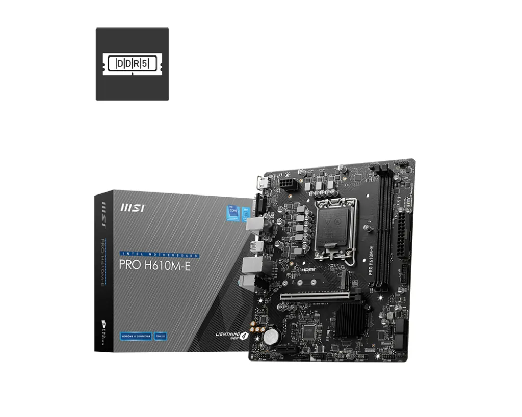 MSI Pro H610M-E 1700P DDR5 Ses GLAN HDMI/VGA SATA3 USB3.2 mATX