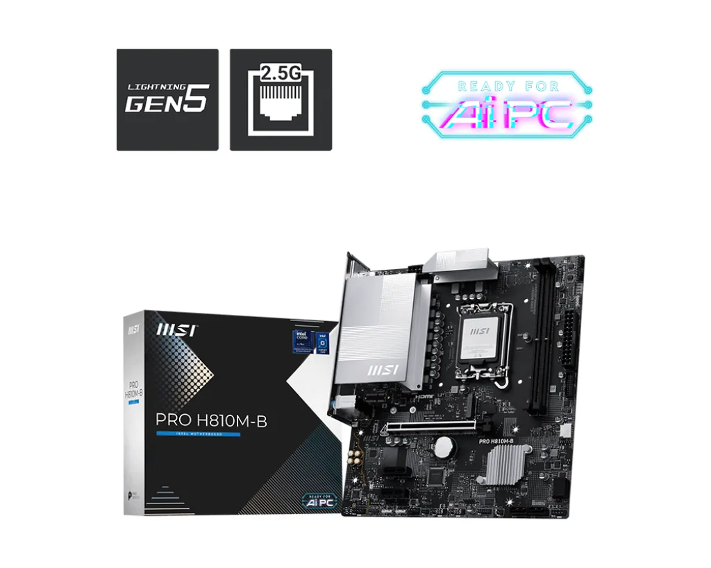 Msi Pro H810M-B 1851P DDR5 Ses GLAN DP/HDMI/USB SATA3 USB3.2 mATX