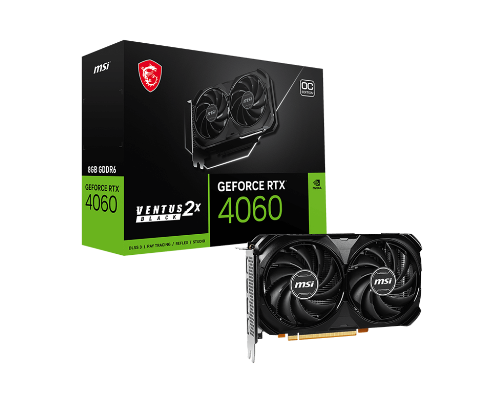 MSI Rtx4060 8GB Gddr6 128bit 3xDP/HDMI (Rtx 4060 Ventus 2X Black 8G OC)