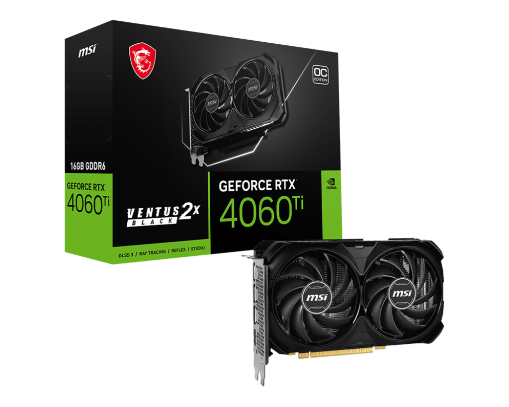 Msi Rtx4060ti 16gb Gddr6 128bit 3xdp/Hdmi (Rtx4060ti Ventus 2x Black 16g Oc)