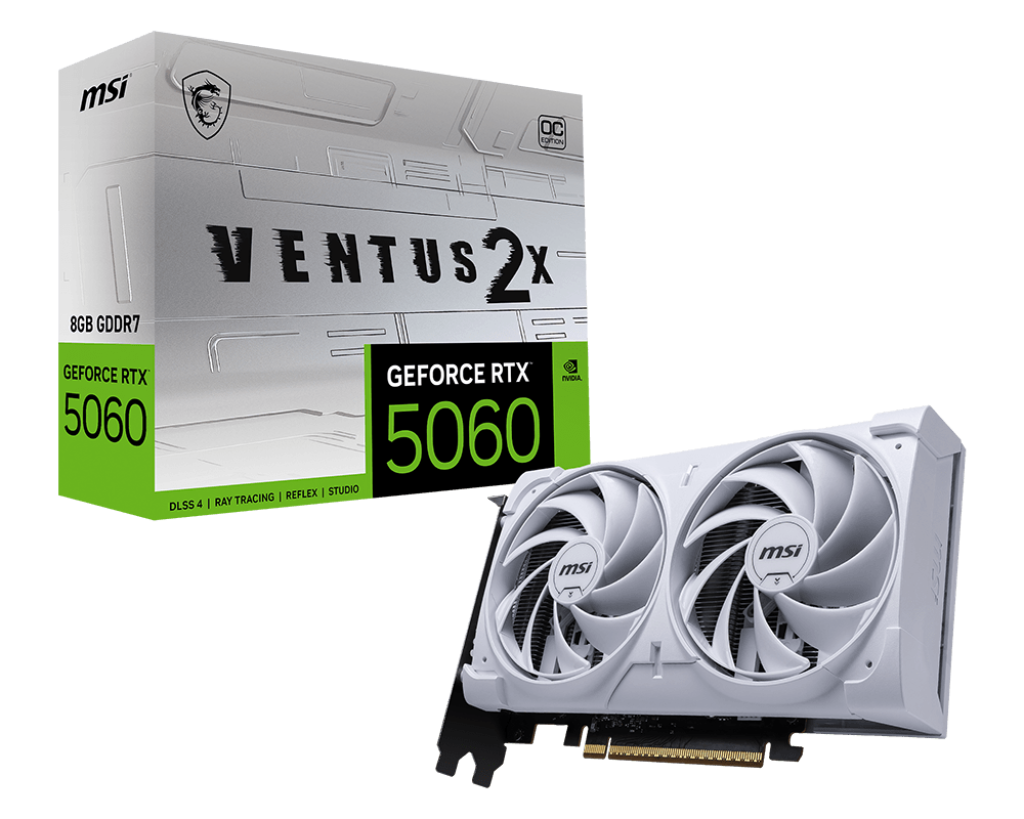 Msi Rtx5060 8Gb Gddr7 128Bit 3xDp/Hdmi (GeForce Rtx 5060 8G Ventus 2X Oc White)