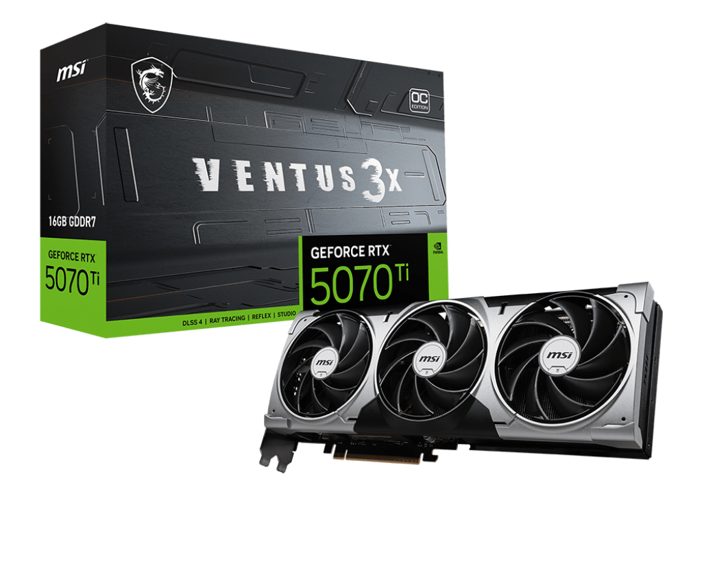 Msi Rtx5070-Ti 16Gb Gddr7 256Bit 3xDp/Hdmi (Rtx 5070 Ti 16G Ventus 3X Oc)
