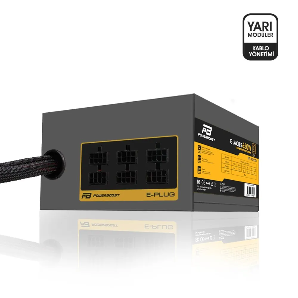 Powerboost Glacier 650W 80+ Bronze 12cm Fan Güç Kaynağı (JPSU-BST-ATX650B)