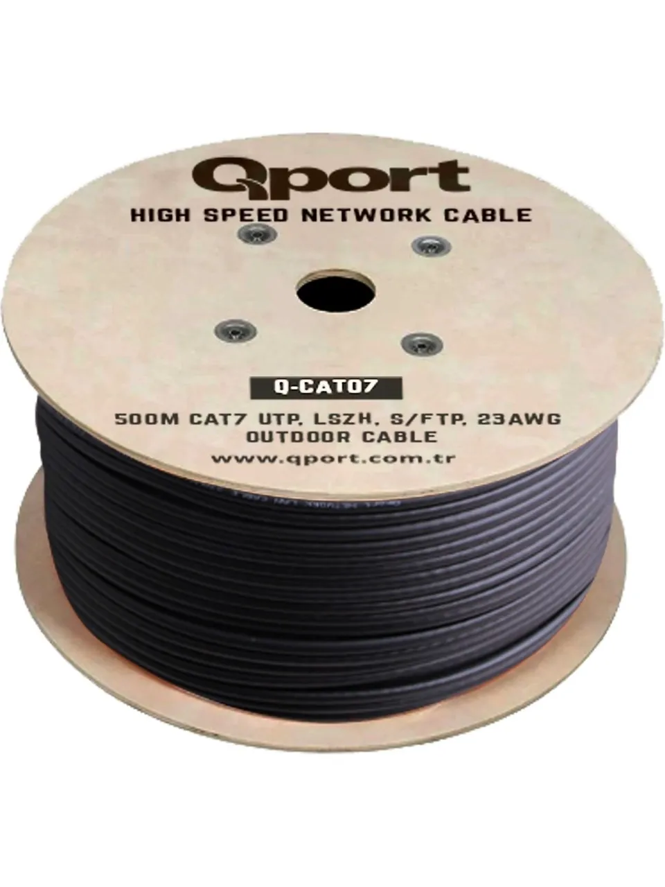 Qport 500M Cat7 Outdoor LS0H Siyah 23AWG Halogen Free Kablo (Q-Cat07)