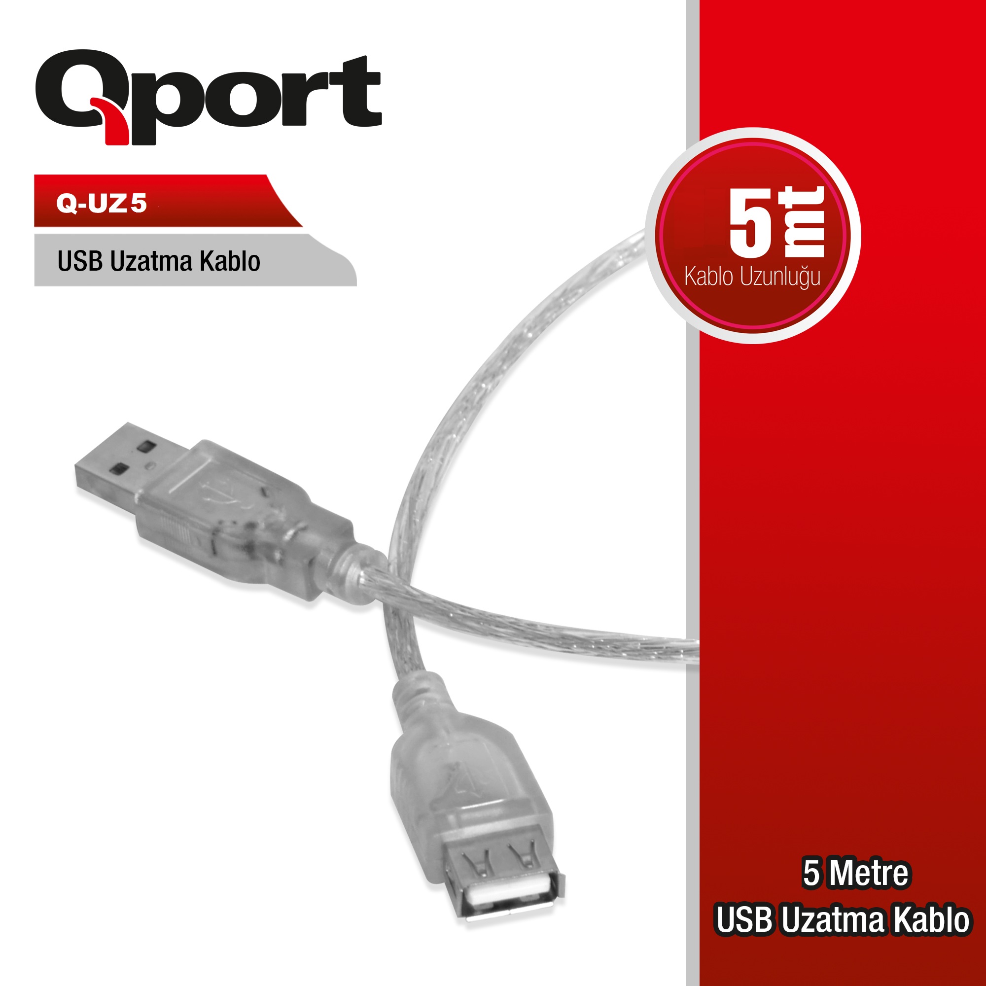 Qport 5mt USB Uzatma Kablosu