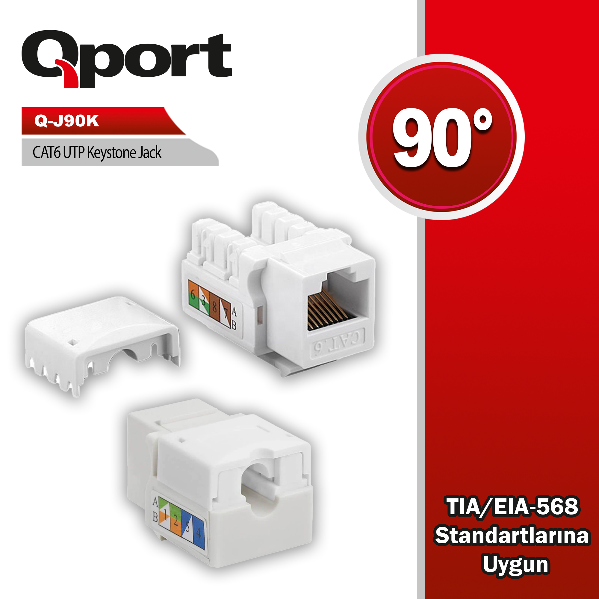 Cat6 90 Derece Keystone Jack (Q-J90K)