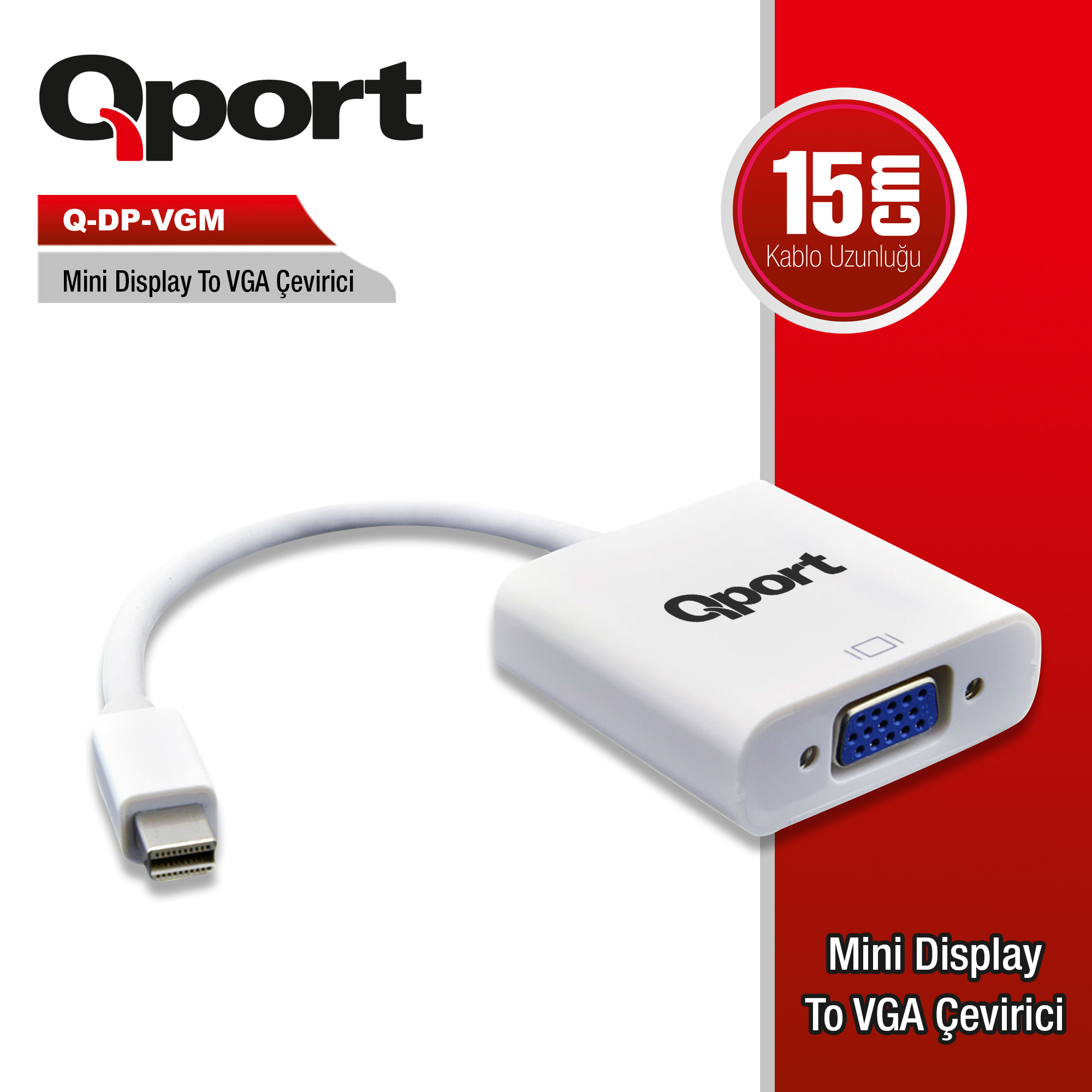 Qport (Q-DP-VGM) Mini Display Port to VGA Çevirici