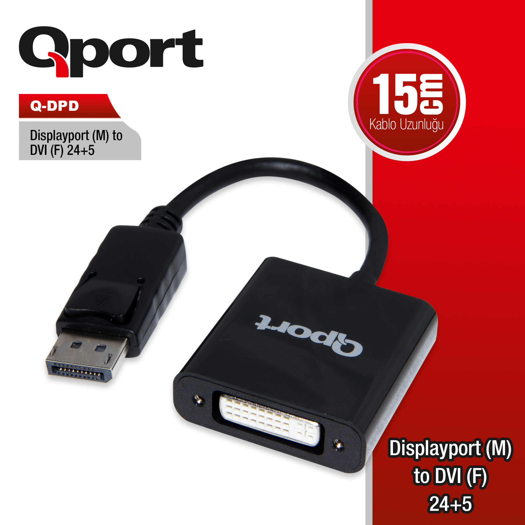 Qport (Q-DPD) Display Port to DVI Çevirici