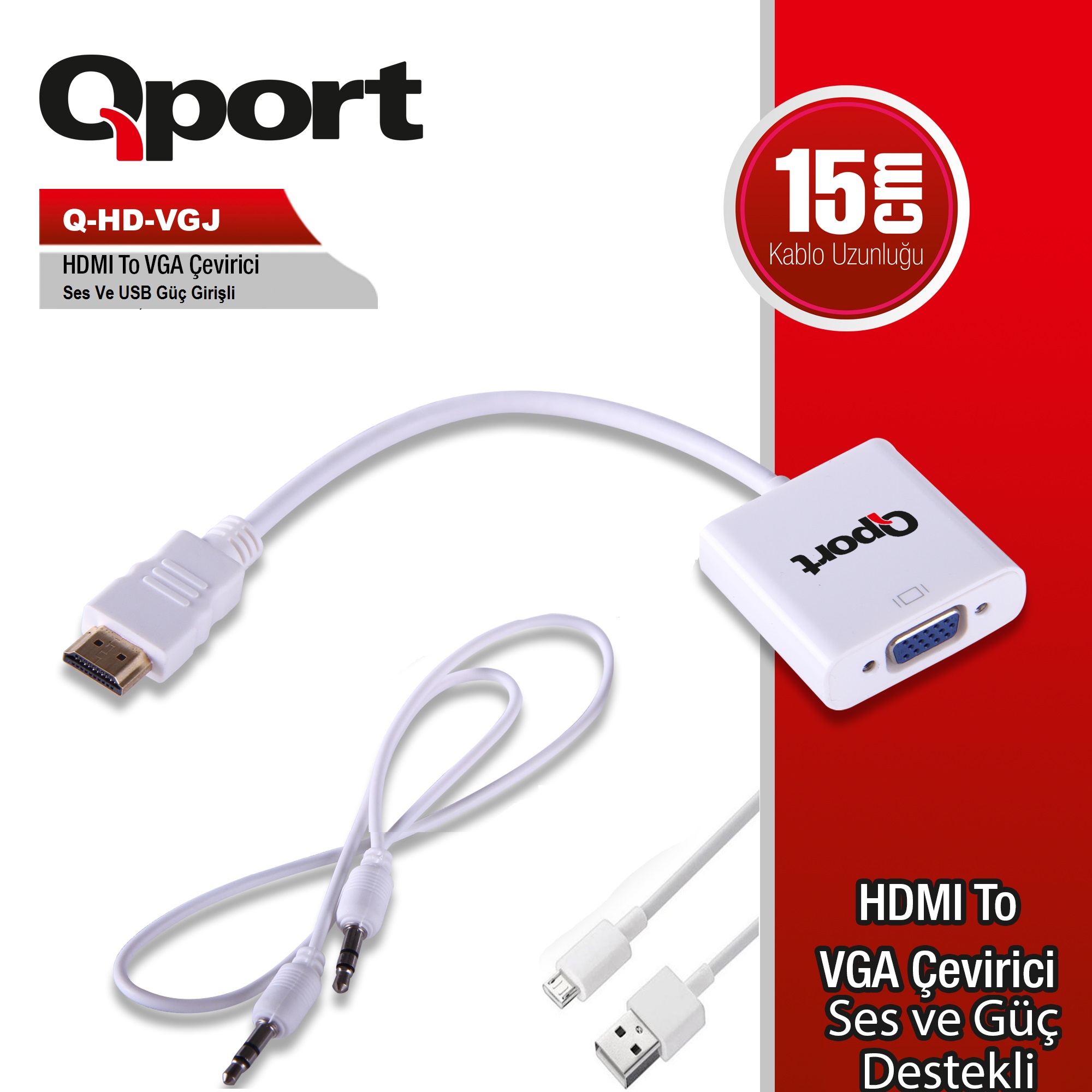 Qport (Q-Hd-Vgj) Hdmi to Vga/Ses Çevirici