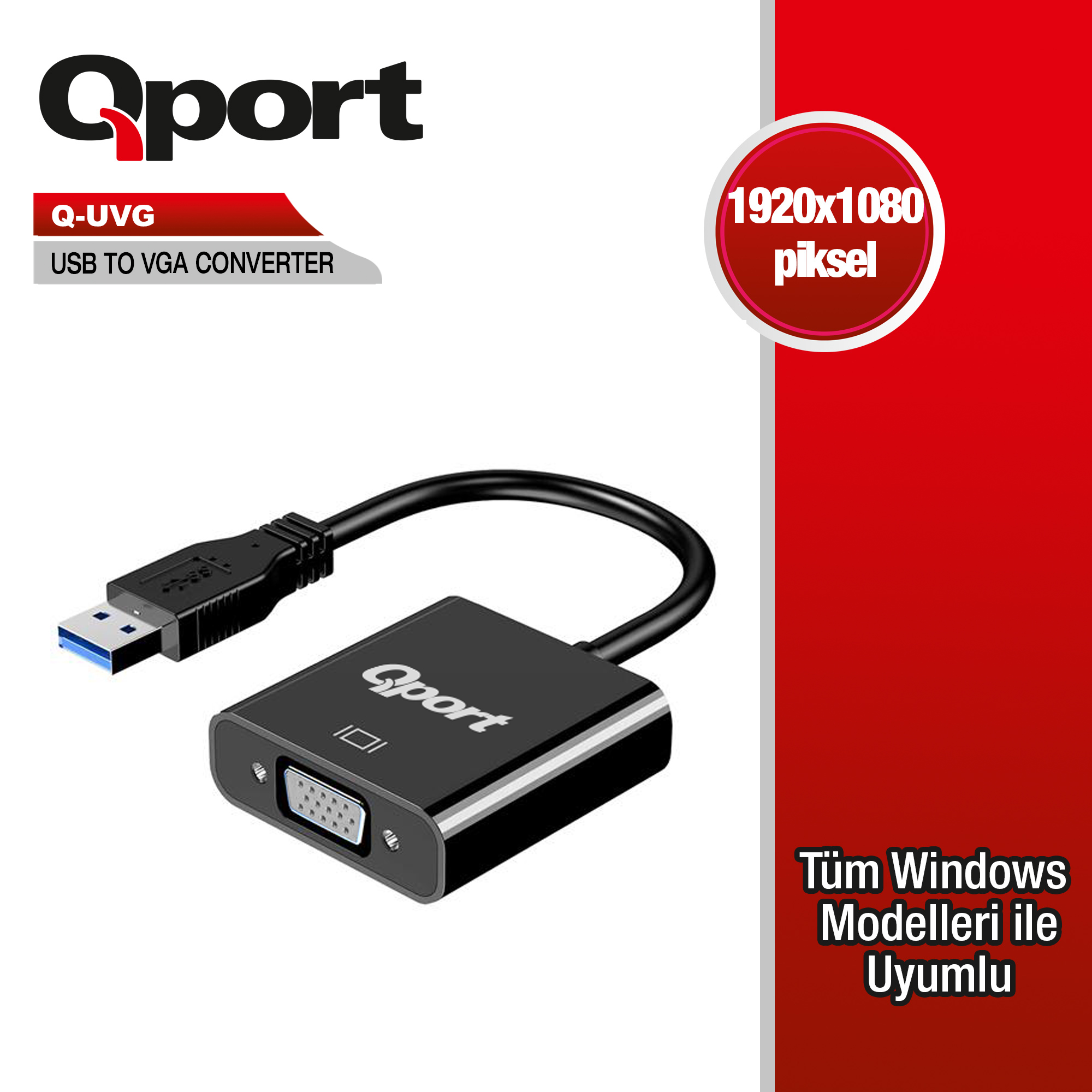 Qport (Q-UVG) USB 3.0 to VGA Çevirici