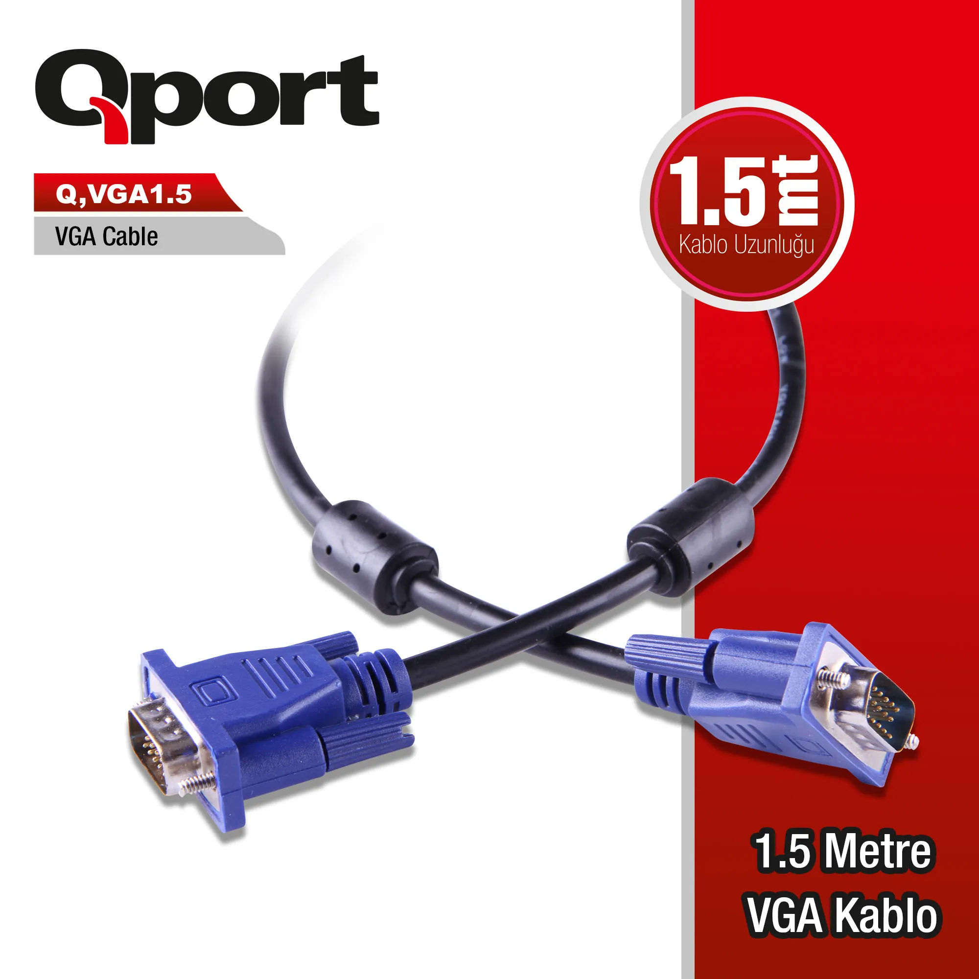 Qport Q-Vga1.5 1.5m 15pin Vga Kablo
