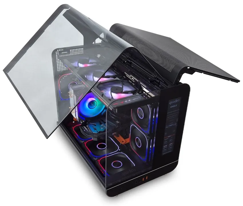 Quadro Eagle Qx100-B 9x12cm RGB Fan Usb3.2 Pencereli Mid-Tower Siyah Kasa Power Supply Yok