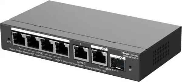 Reyee RG-ES206GS-P 6 Port 10/100/1000 4xPoE 54W 1xCombo Yönetilebilir Switch