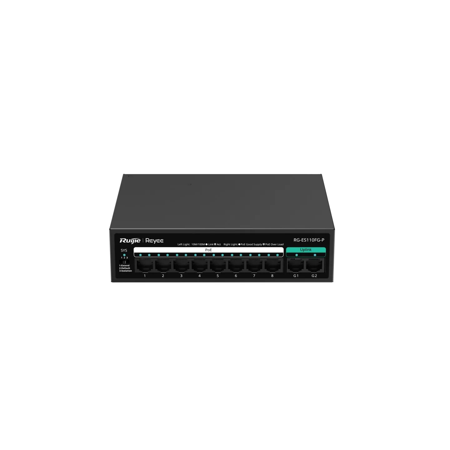 Ruijie Reyee RG-ES110FG-P 8 Port FE PoE 110W 2 Port Gigabit Yönetilemez Switch