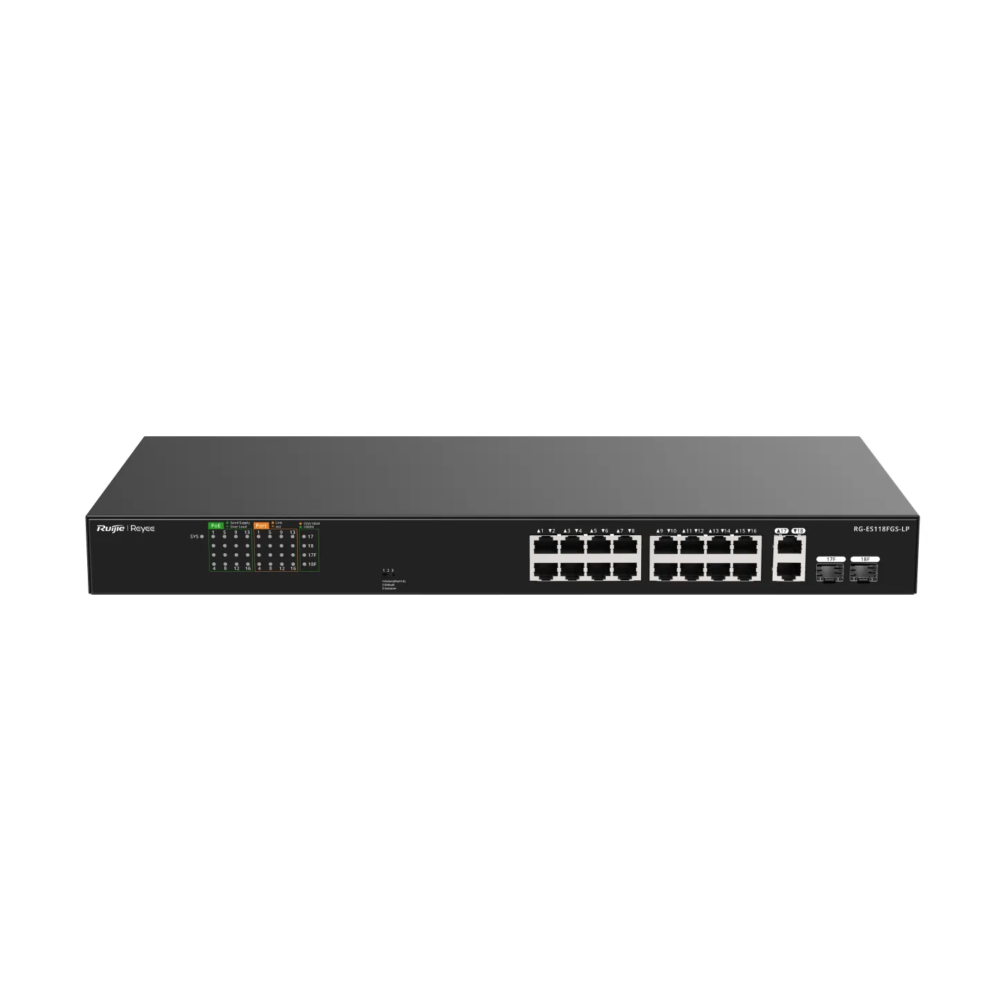 Ruijie Reyee RG-ES118FGS-LP 16 Port FE PoE 120W +2GE +2COMBO Yönetilemez Switch