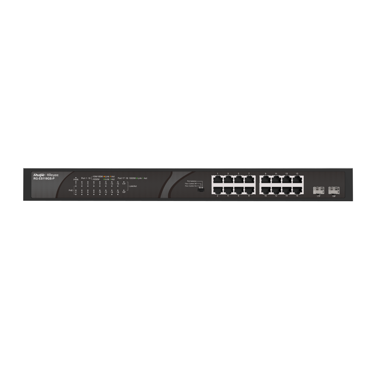 Ruijie Reyee RG-ES118GS-P 16 Port 10/100/1000 2xCombo 16xPoE Yönetilemez Switch