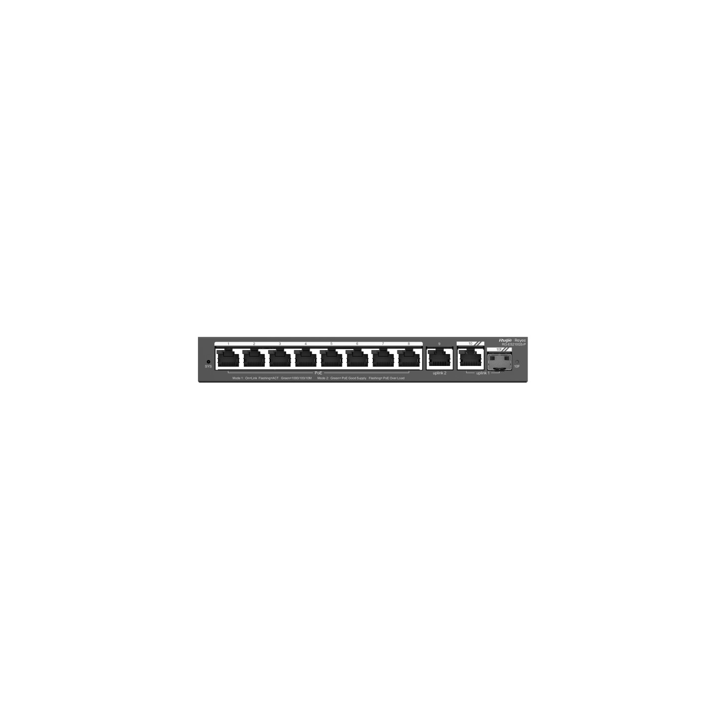 Ruijie Reyee RG-ES210GS-P 10 Port Gigabit 8xPoE 130W +1Combo Yönetilebilir Switch